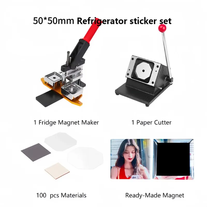 Custom DIY 50x50 PVC Magnetic Rectangle Square Button Photo Refrigerator Magnet Maker