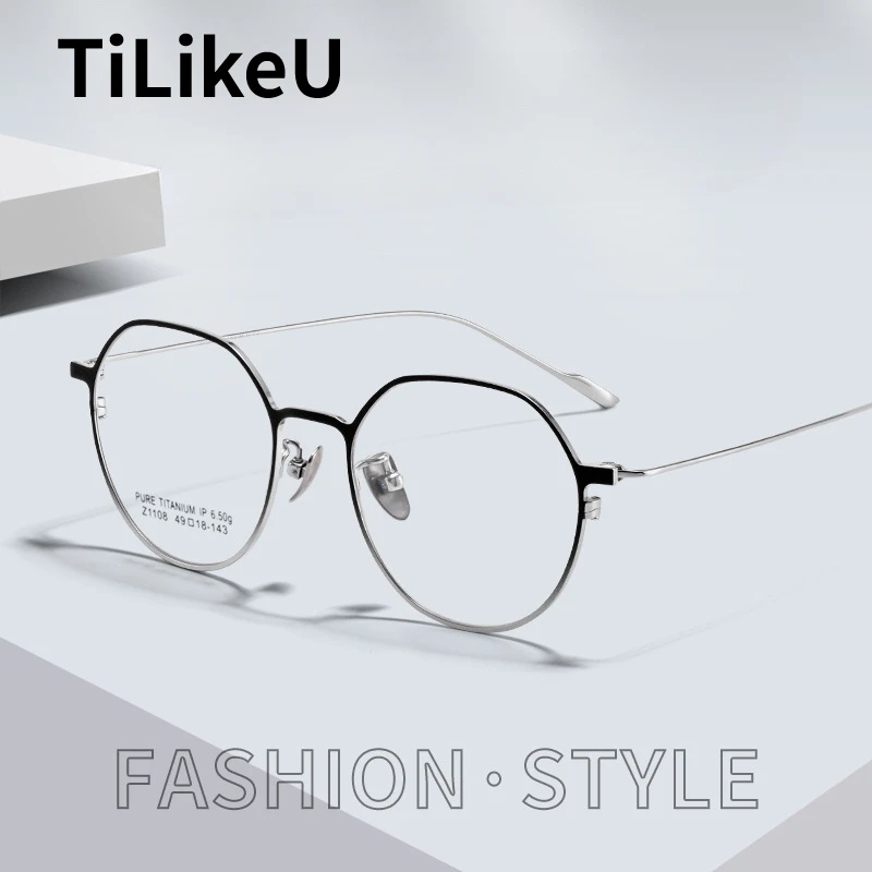 

New Women's Literary Retro Pure Titanium Oval Small Frame Glasses Frames Vintage Polygon Myopia Optical Frames Eyeglasses Female