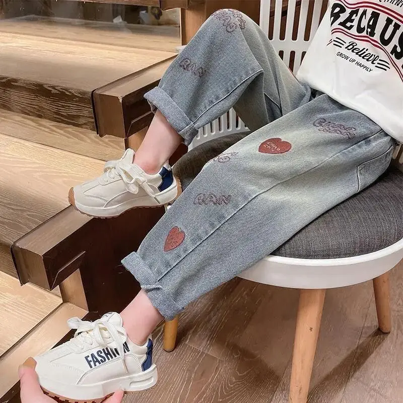 

Children's Fashion Jeans Pants Fall New Products Girls Retro Casual Pants Little Girl Party Street Style Pure Cotton Jeans