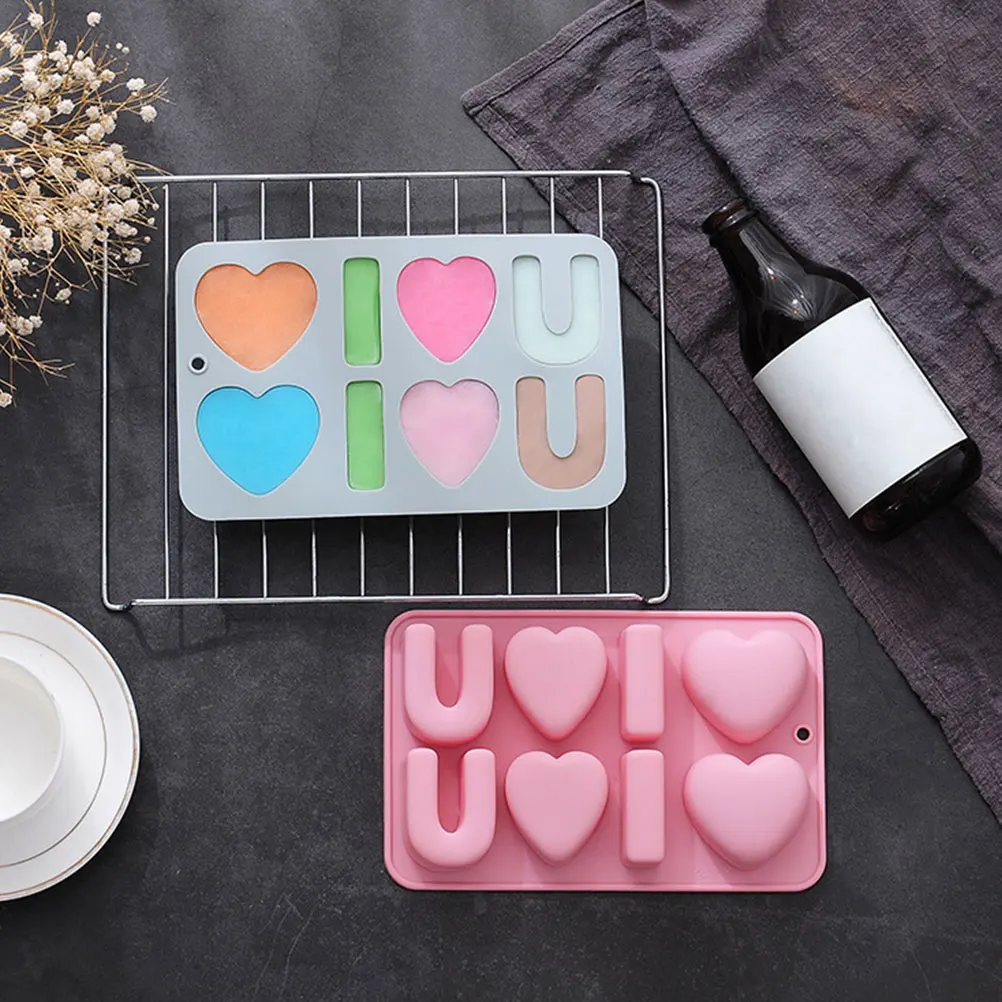 

2 Pcs Love Mold Cake Baking Molds Number Kitchen Valentine's Day Silica Gel Silicone Mould for