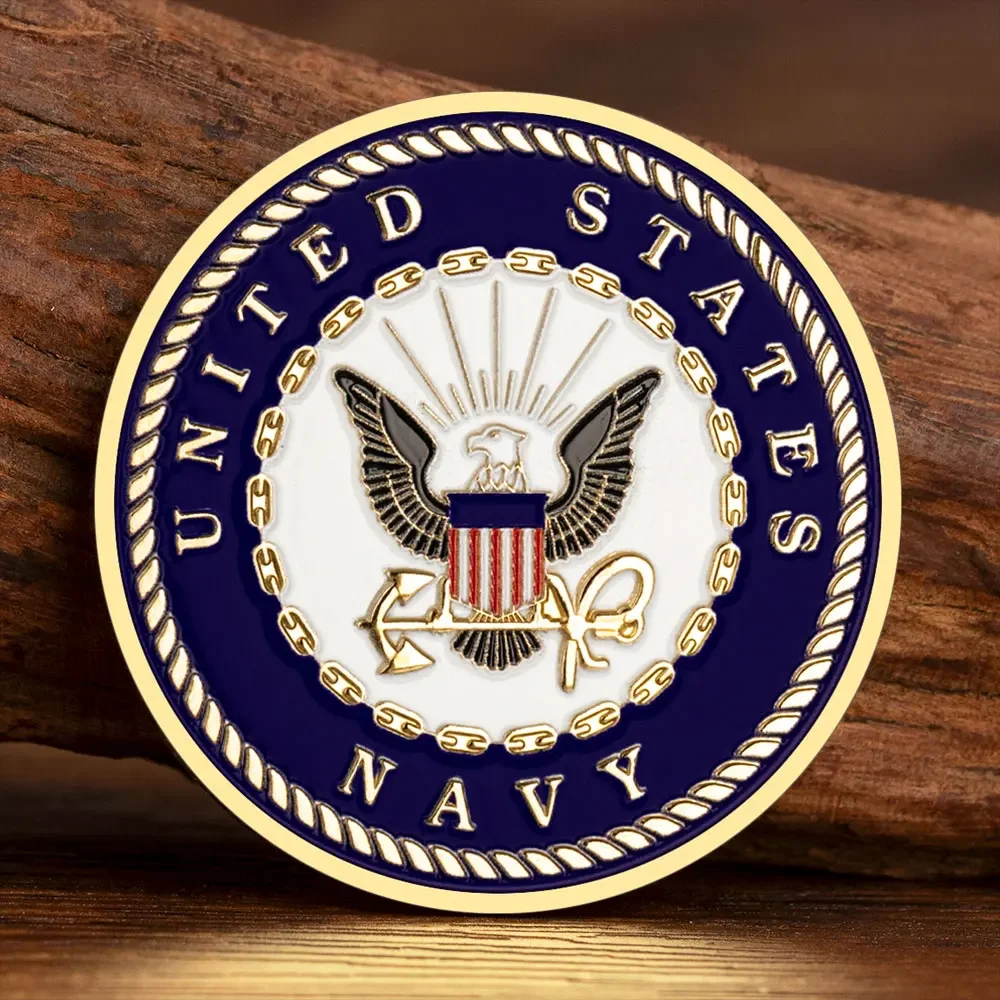 United States of America Department of The Navy Golden Plated Souvenir Coin Collectible Gift Commemorative Coins