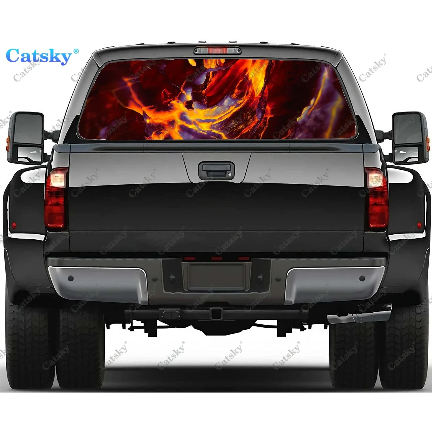 

Abstract - Orange Rear Window Decals for Truck,Pickup Window Decal,Rear Window Tint Graphic Perforated Vinyl Truck Sticker