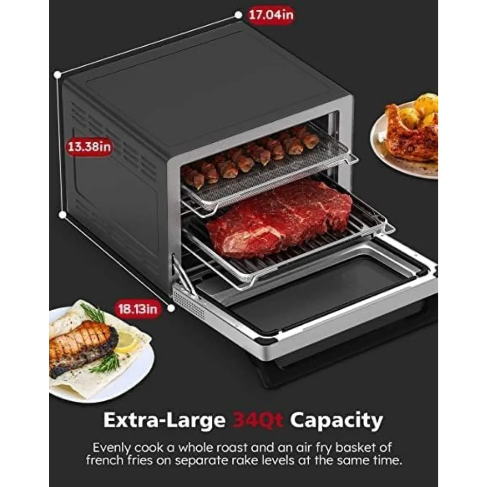 Digital Smart Oven, 20-in-1 Convection Infrared Grill Griddle Combo, 34-Qt Mega Capacity, 1800 Watts,