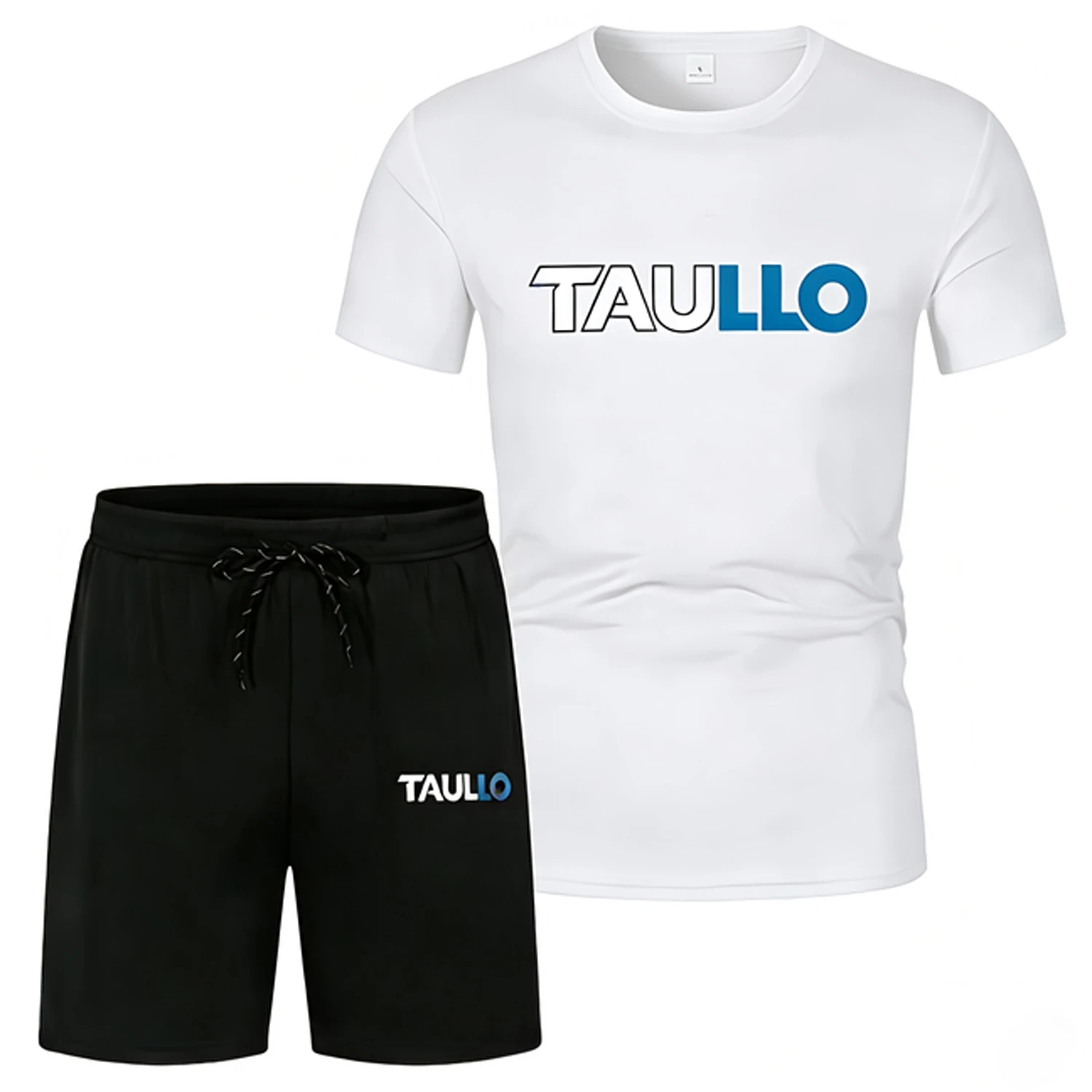 

2026 summer fitness sportswear for men, short-sleeved T-shirt and shorts two-piece set, breathable and quick-drying casual wear.