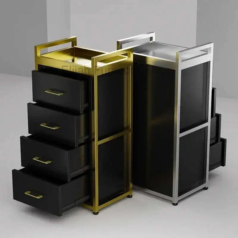 

Tool Cart Salon Storage Trolley Cart With Lockable Wheels Beauty Rolling Hair Cart With Drawers& Dryer Holder Salon Stations
