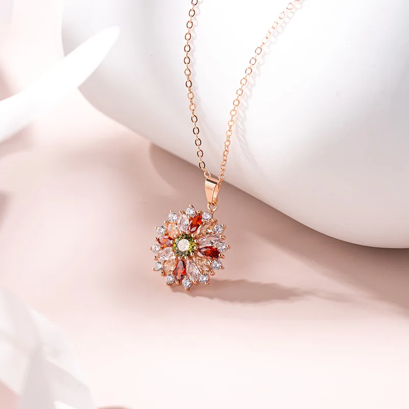 Dovolov Trendy Multi-color luxury Flower Necklace For Women Fashion Wedding Chain Statement Necklace Jewelry Bijoux A503