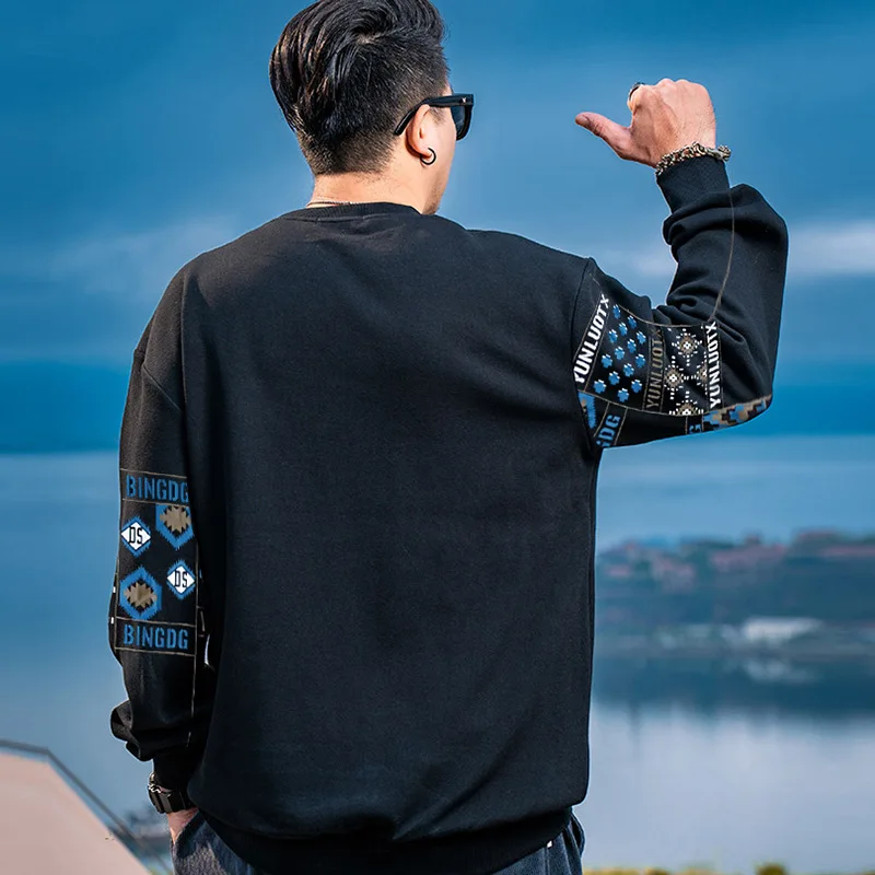 big size Sports Sweater Men Trendy Fat Autumn Winter Loose Pullover Long Sleeve Street Casual Top Plus Size 200kg 15XL 14XL 12XL