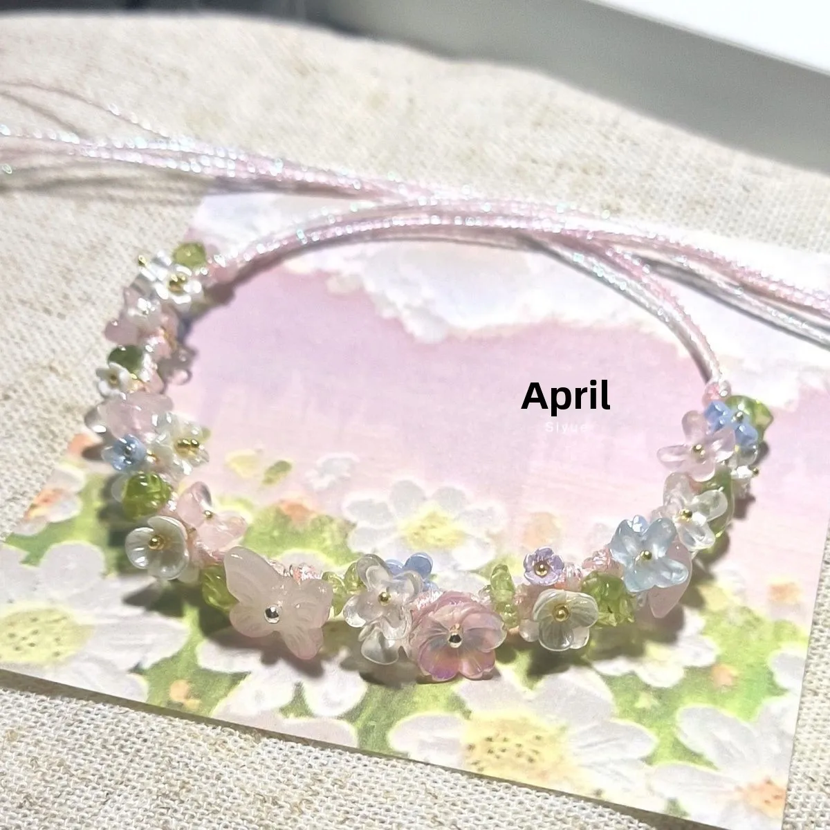 Handmade Chinese Style Pink Flower Braided Bracelet Adjustable Lucky Auspicious Blessing Jewelry For Women Girls Daily Wear Gift