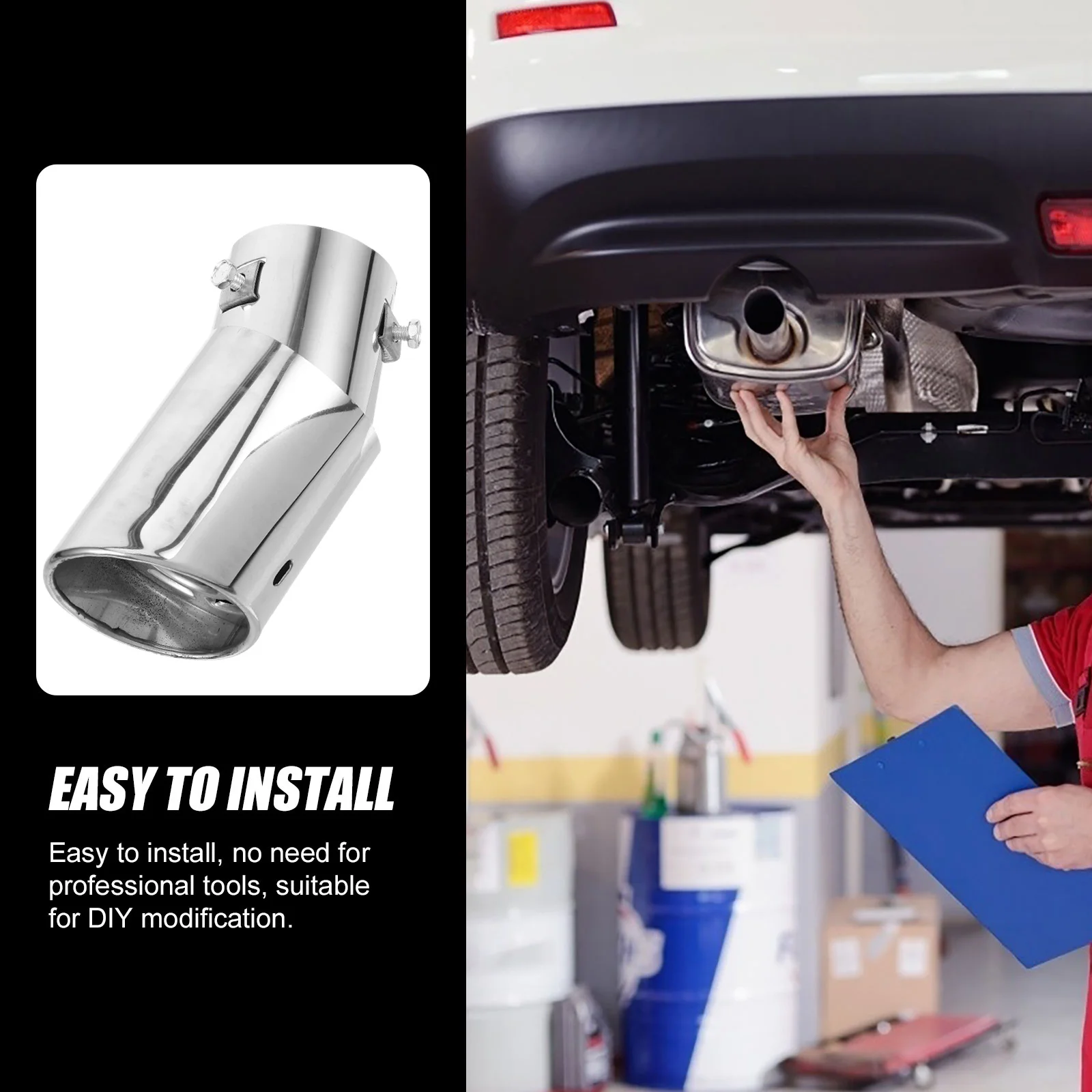 

Stainless Steel Exhaust Muffler Tip Single Pipe Adapter For Car Truck Vehicle Rear Diffuser Durable Exhaust System Part Engine