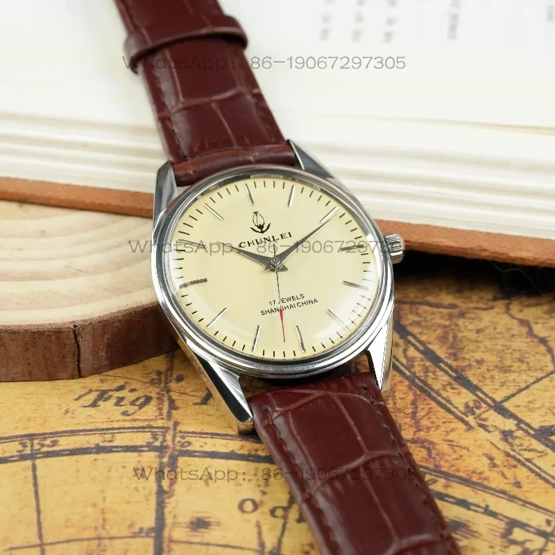 Manual winding watch Solid steel belt mechanical watch