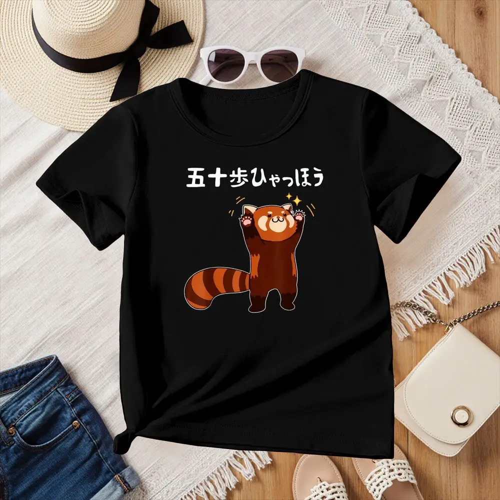 T-Shirt graphique Panda rouge Isobe Hikaho pour femmes, hauts d'été à manches courtes avec imprimé de dessin animé, col ras du cou, vêtements Harajuku Y2k, livraison gratuite