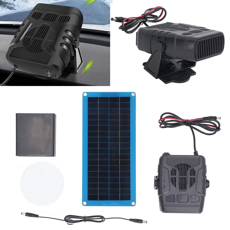 Car Heater Solar Panel Heater Set Winter Defroster Heating Fan 30W Winter Car Pet House Warmer Car Heater Drying Monocrystalline