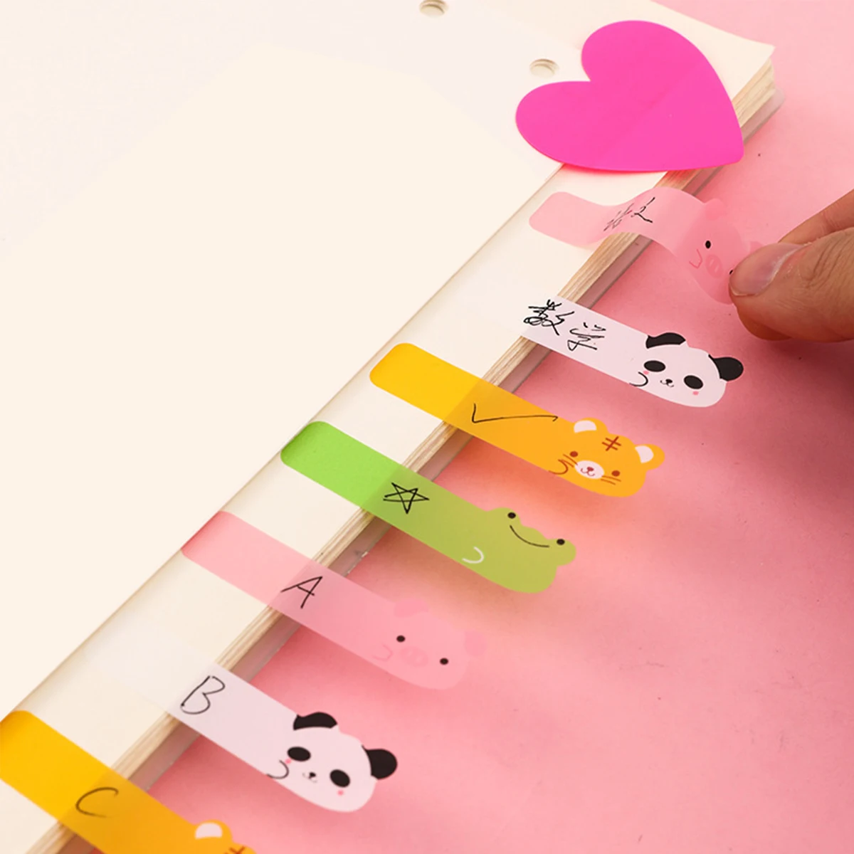 Cute Animal Themed Index Tabs, Transparent Sticky Notes for Notebook & Planner Organization