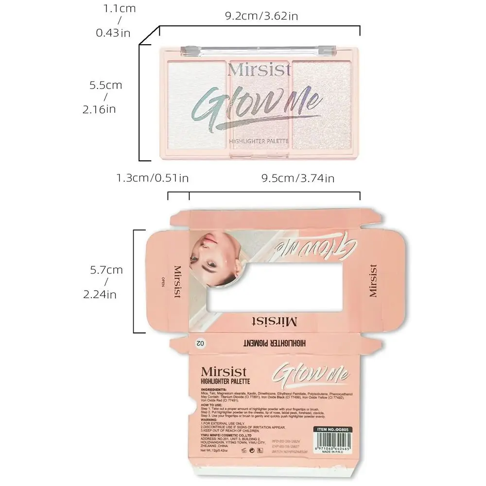 New 3 Colors Face Blusher Natural Color Long Lasting Body Highlight Shimmer Glitter Multifunctional Blush Highlighter