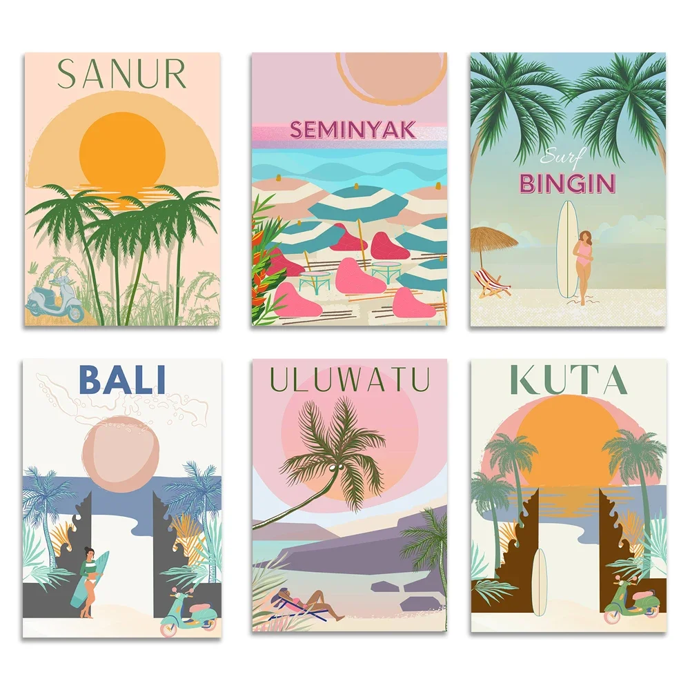 Bali Beach Prints, NUSA LEMBONGAN, Seminyak Beach, UBUD Bali, Summer Prints, Bali Surf Poster Bingin Beach, Travel Poster