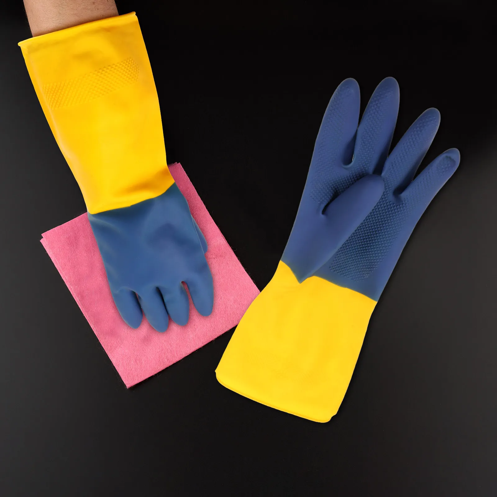 

1Pair Waterproof Acid Alkali Resistant Latex Gloves Wear Resistant Anti Slip Safety Protective Gloves for Labor Garden