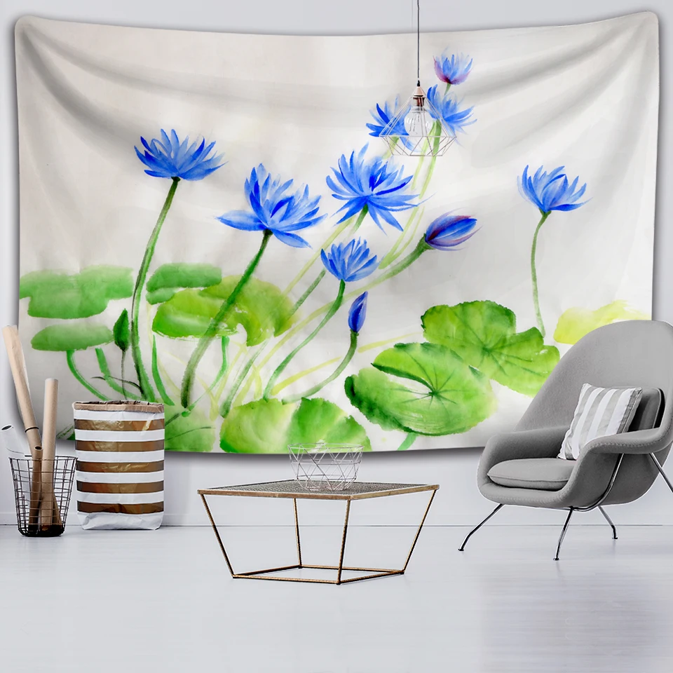 Tapestry Zen Garden Massage Stones and Water Lily Print Pattern Throw  Home Living Room Wall Decor