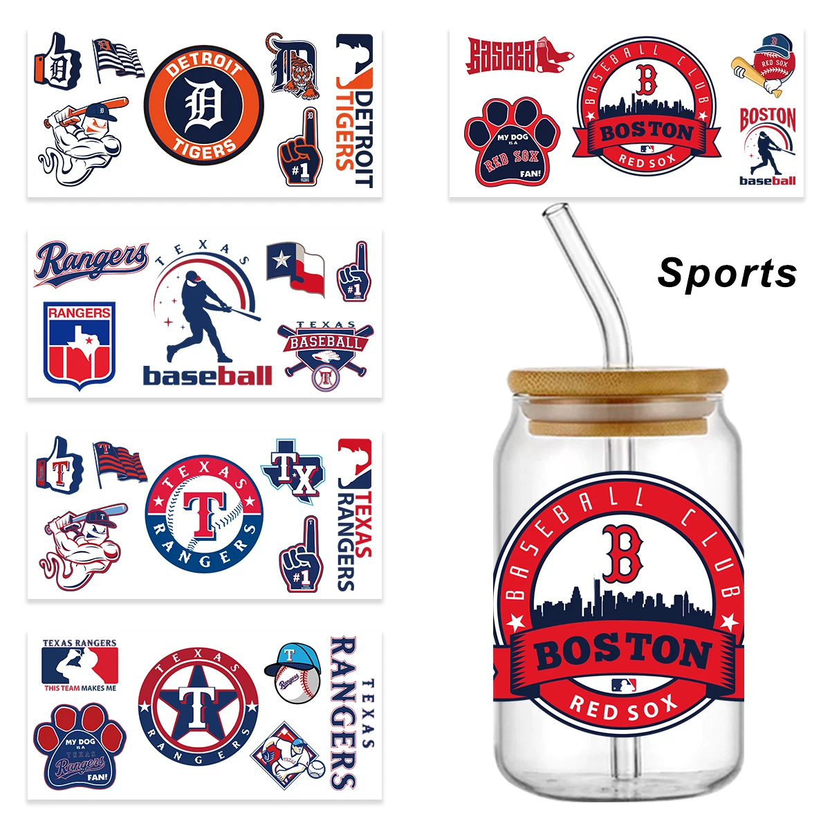 

Sports 16OZ UV DTF Cup Wraps Transfer Sticker For 16oz Waterproof Cup Sleeve Sticker Custom Decals bulk dtf wraps Stickers