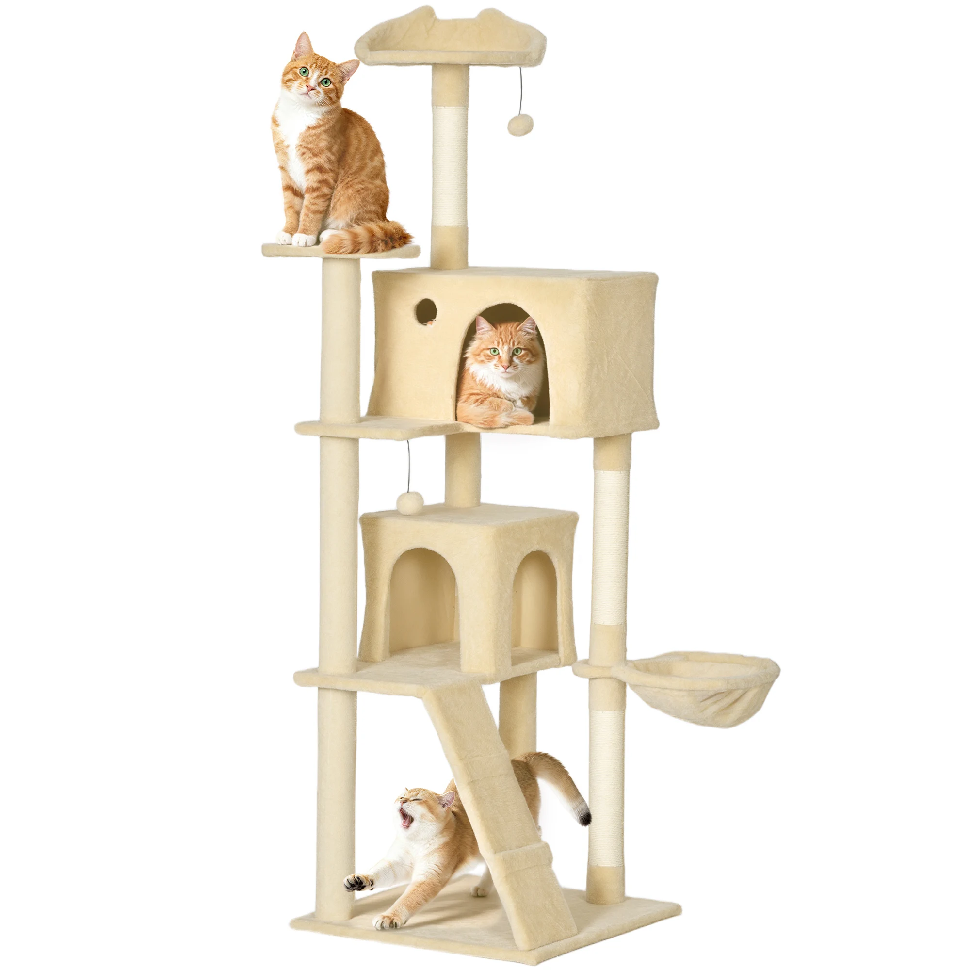 Pawhut Kattenkrabboom 180cm met meerdere platforms