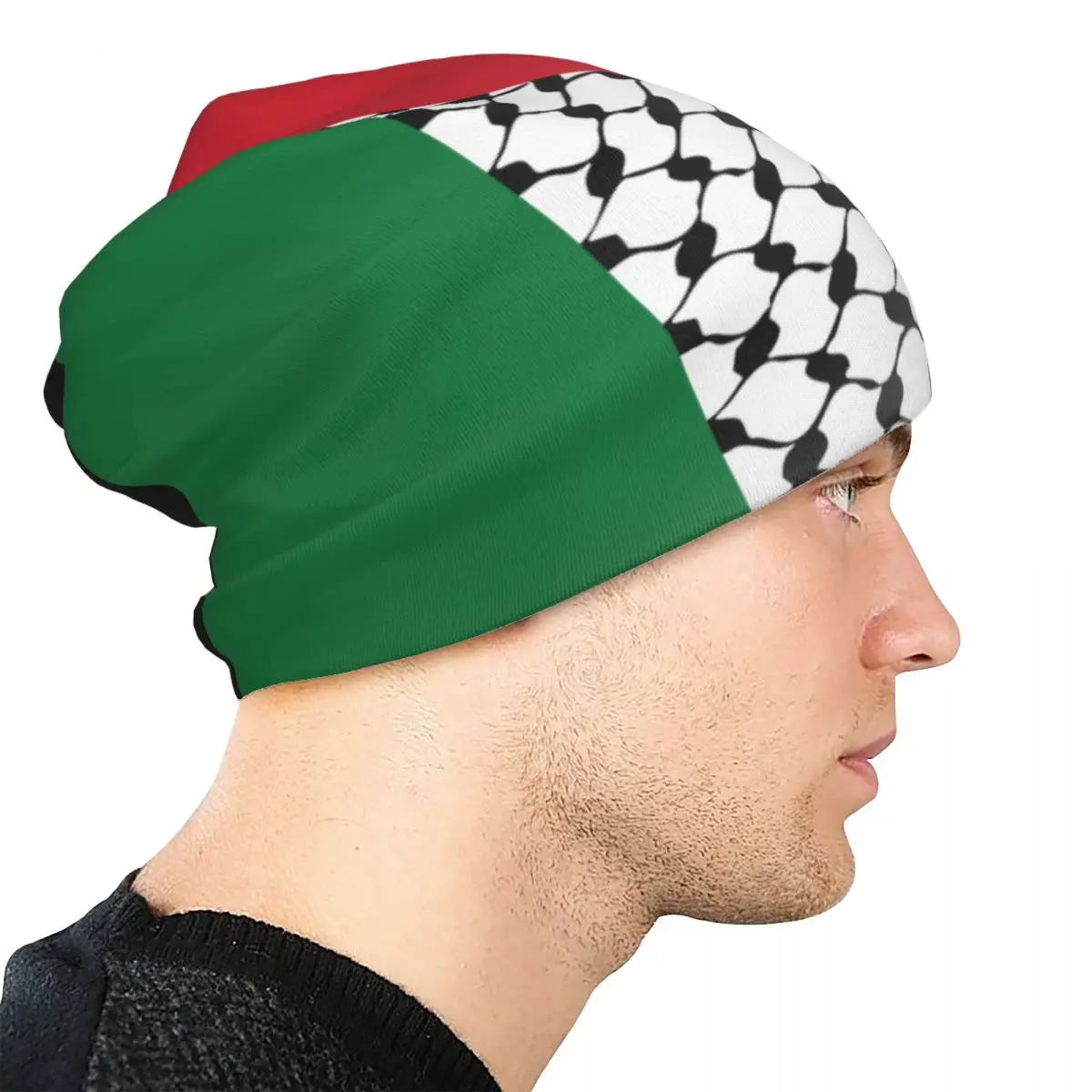 Palestine Bonnet Hats Goth Street Palestinian Hatta Kufiya Keffiyeh Pattern Skullies Beanies Hats Unisex Spring Head Wrap Cap view 4