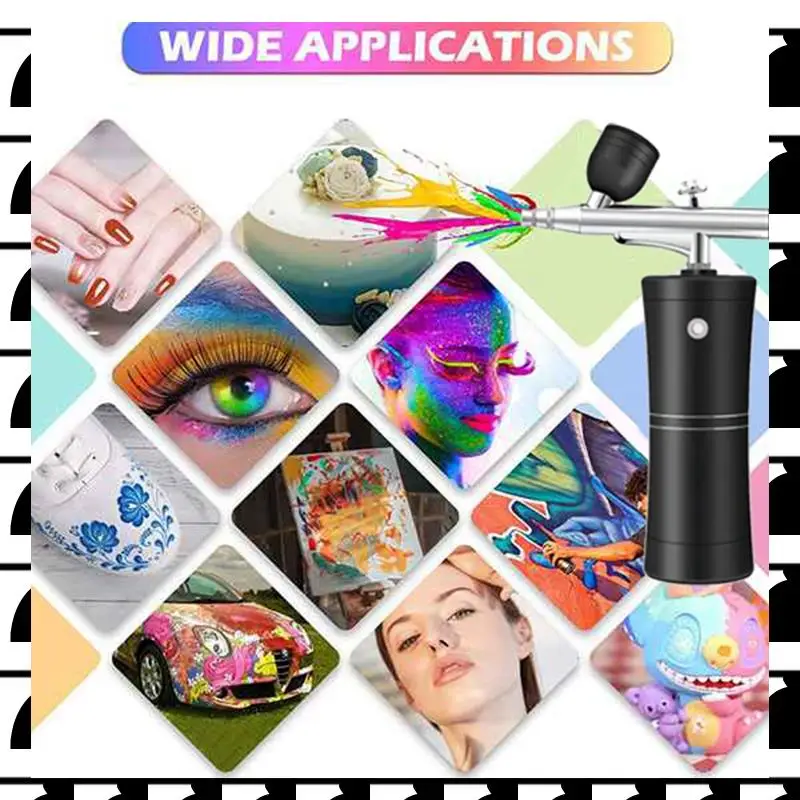 

A44U Airbrush Kit Cordless Mini Airbrush With Compressor Set With 0.3Mm Nozzle Portable B 1Set