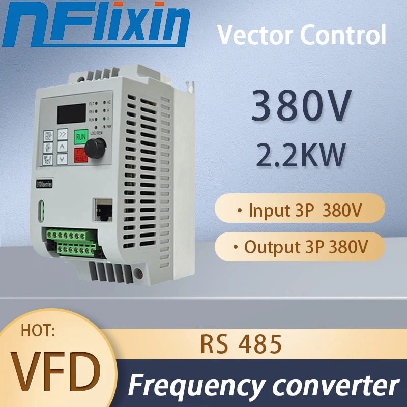 2.2KW  VFD Variable Frequency Drive 380V Inverter Converter 3HP Input 3HP Output CNC Spindle Motor Speed Controller.