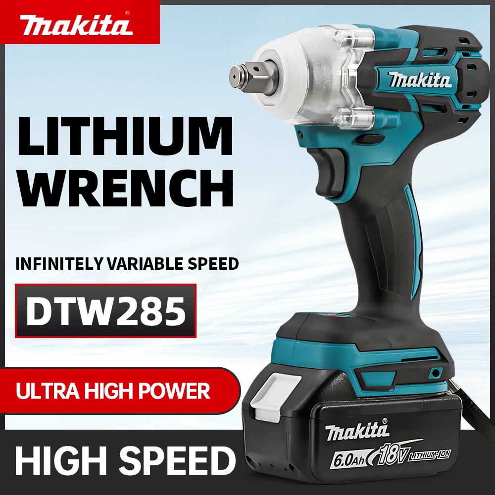 

Makita DTW285 Electric Wrench 280N.m Torque Variable Speed Brushless Impact Driver Rechargeable 18V Battery High Power Tools