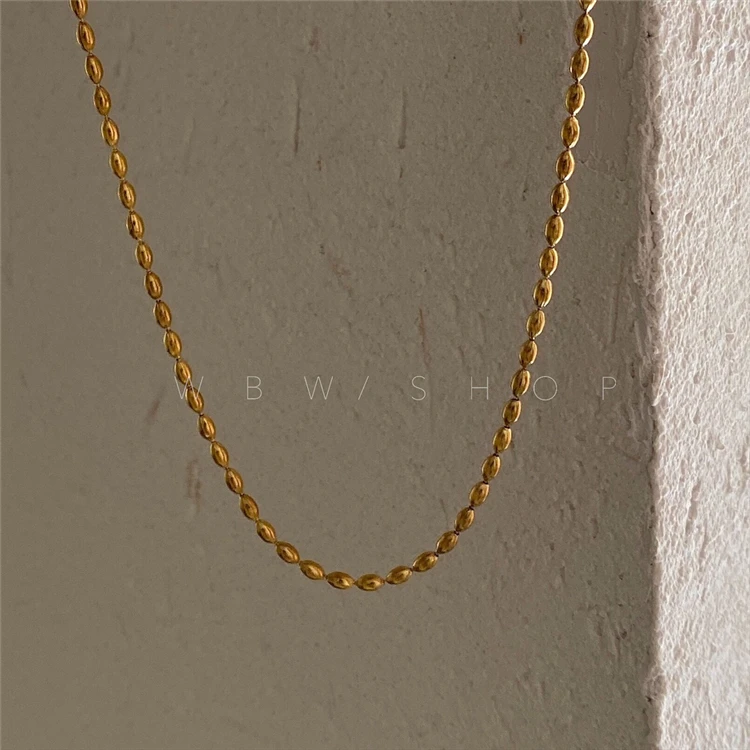 Titanium With 18K Gold Beaded Chains Pave Choker Necklace  Women Stainless Steel Jewelry Runway Gown Hiphop Rare Glam Japan Ins