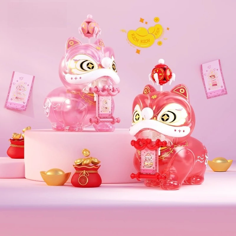 مكعبات بناء صحوة الأسد، الاتجاه الوطني، نموذج الأسد الإبداعي، ألعاب تعليمية مجمعة للأطفال، زخارف سطح المكتب