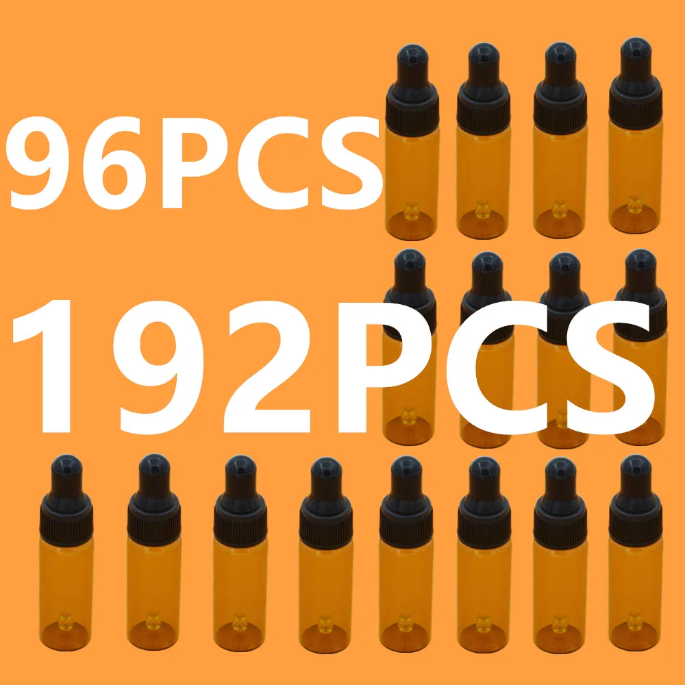 192PCS 8Pcs/Pack 5ml Mini Amber Glass Dropper Bottle for Essential Oil Aromatherapy Bottles With Cap Cosmetic Empty Containers