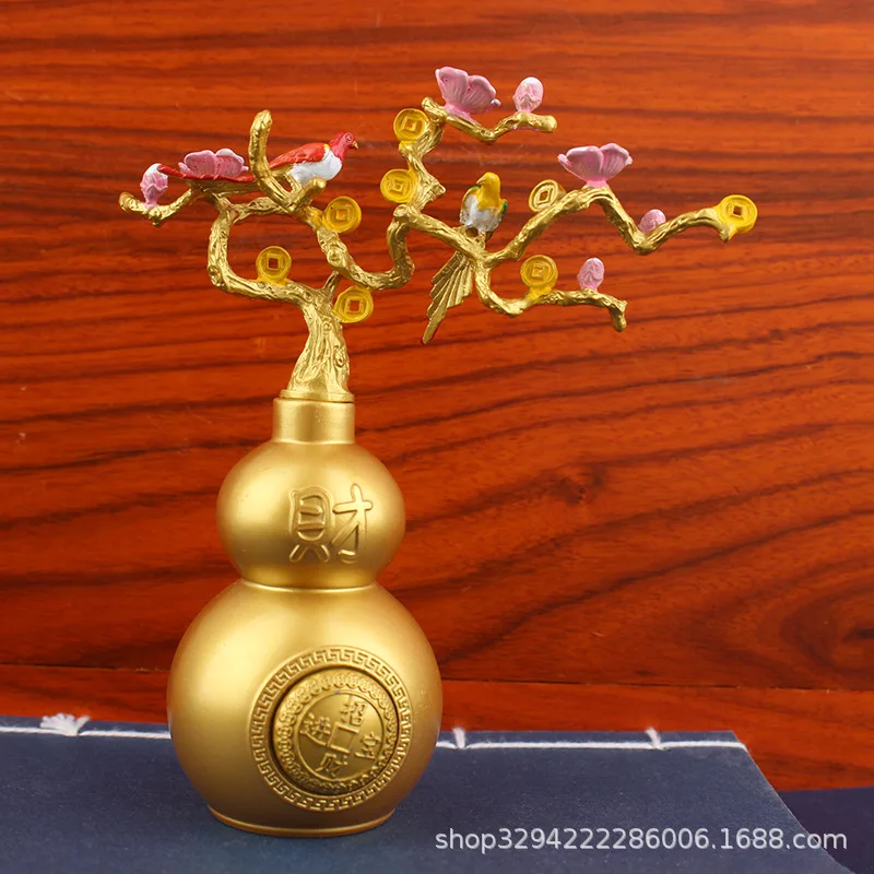 رسمت باليد زهر الخوخ القرع ثروة الديكور المنزل شجرة المال الثروة زخرفة الحرف المعدنية