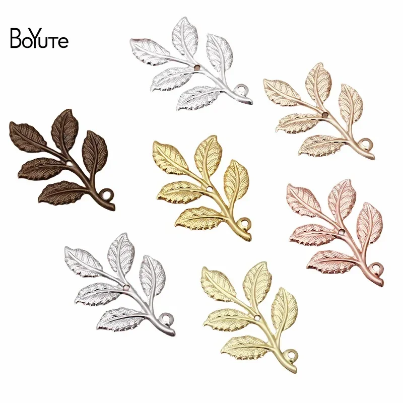 BoYuTe (50 Pieces/Lot) Metal Brass 32*50MM Branch Leaf Plate Materials Hand Made DIY Jewelry Accessories Wholesale