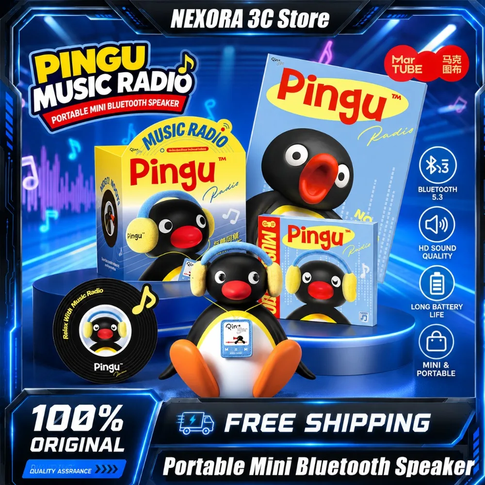 

Martube Pingu Bluetooth Speaker Listening Music Shaking Head Portable Mini Wireless Loudspeaker Desktop Decorative Kids Gift