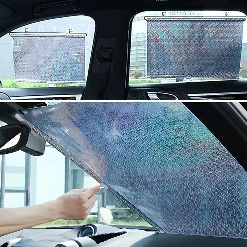 

Car sunshade Automatic Car Side Window Blinds - Roller Sunshades Heat Insulation Auto Telescopic Blinds