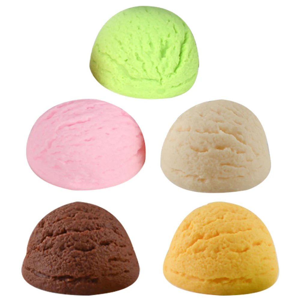 

5 Pcs Toy Simulation Ice Cream Fake Desserts Party Supplies Lifelike Balls Bread Props