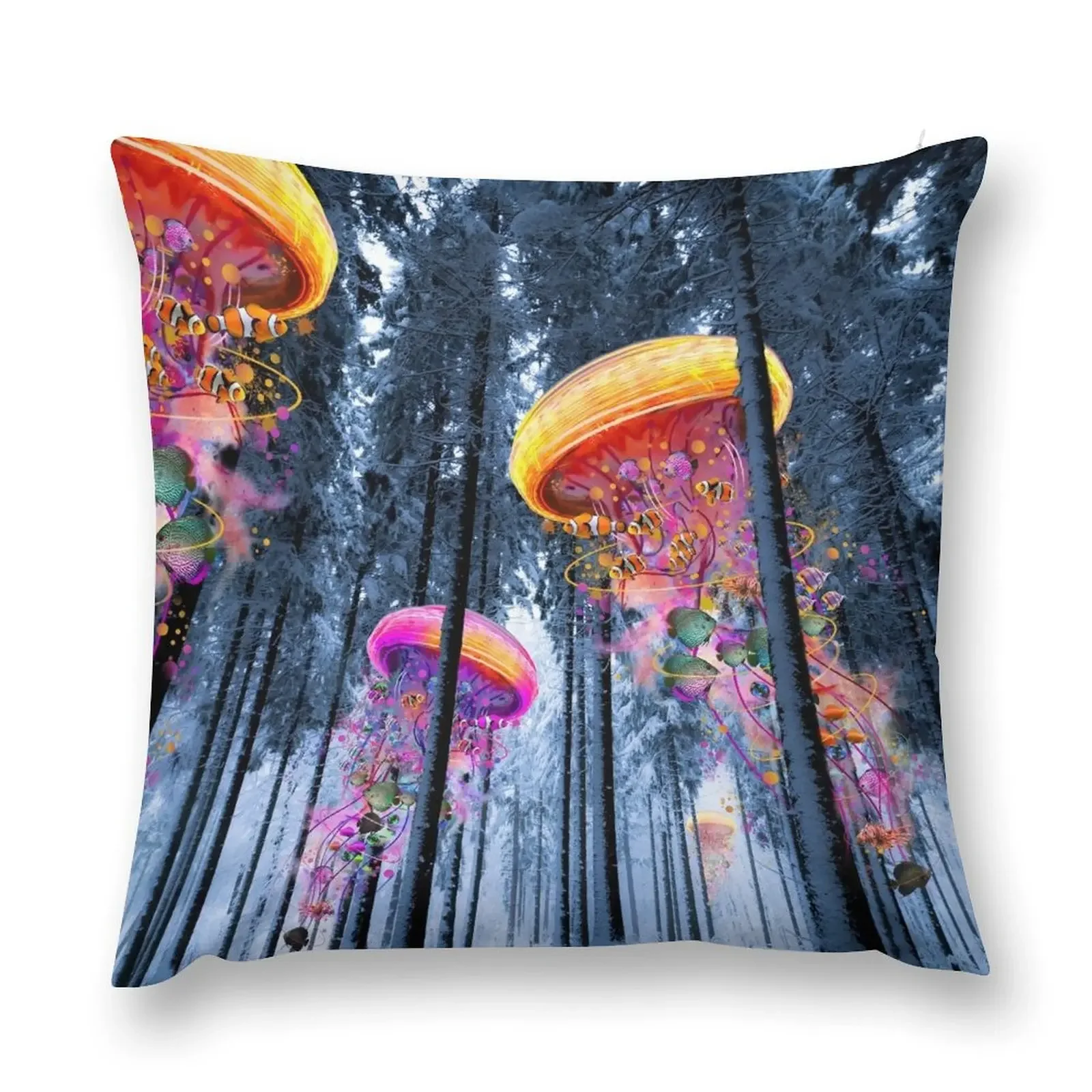 

New Winter Forest of Electric Jellyfish Worlds Throw Pillow Sofa Cushion Cover Bed pillowcases pillow