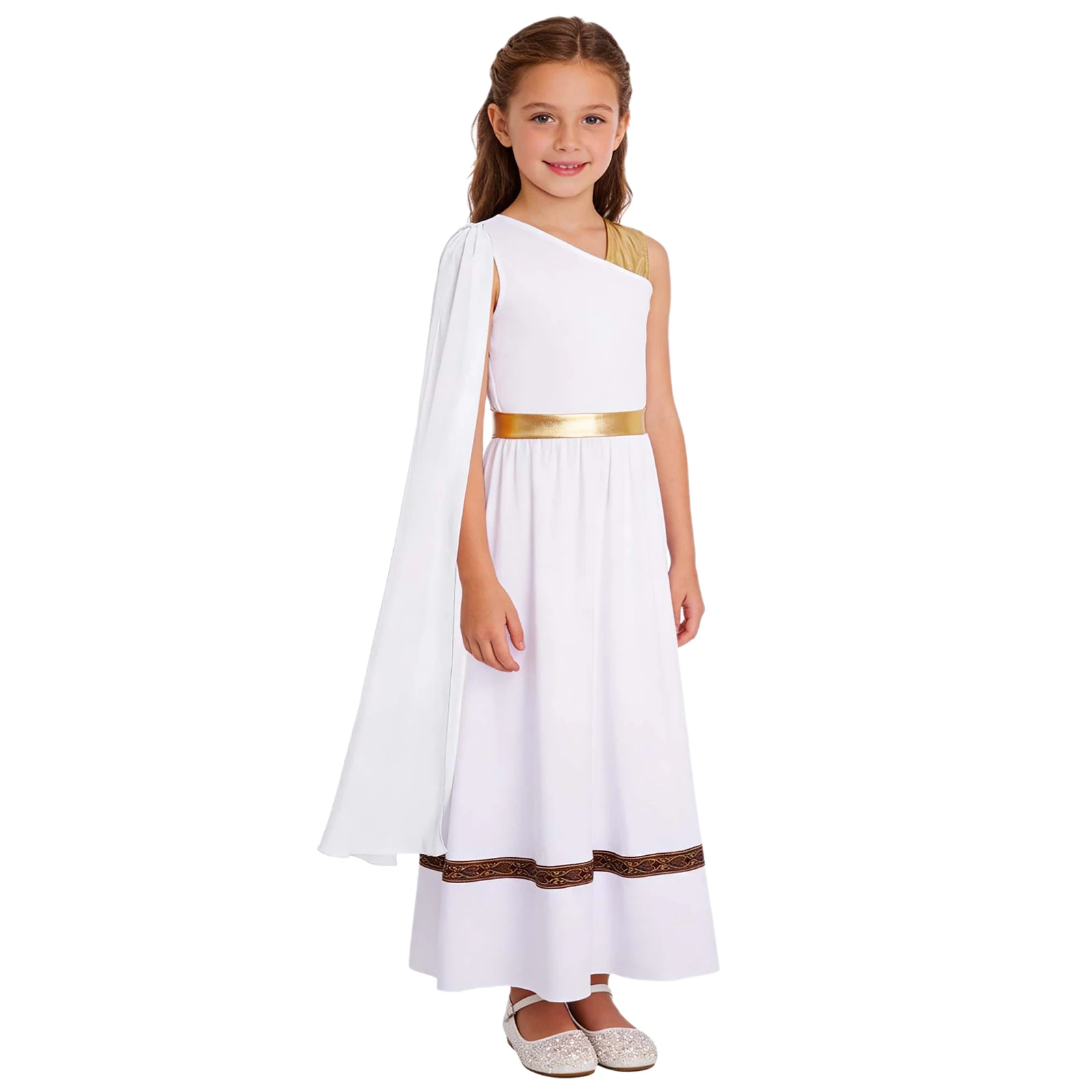 white and gold toga dress Boys Greek Costume – With Trim, Roman Nobility For Halloween & Cosplay greek goddess costume ideas
