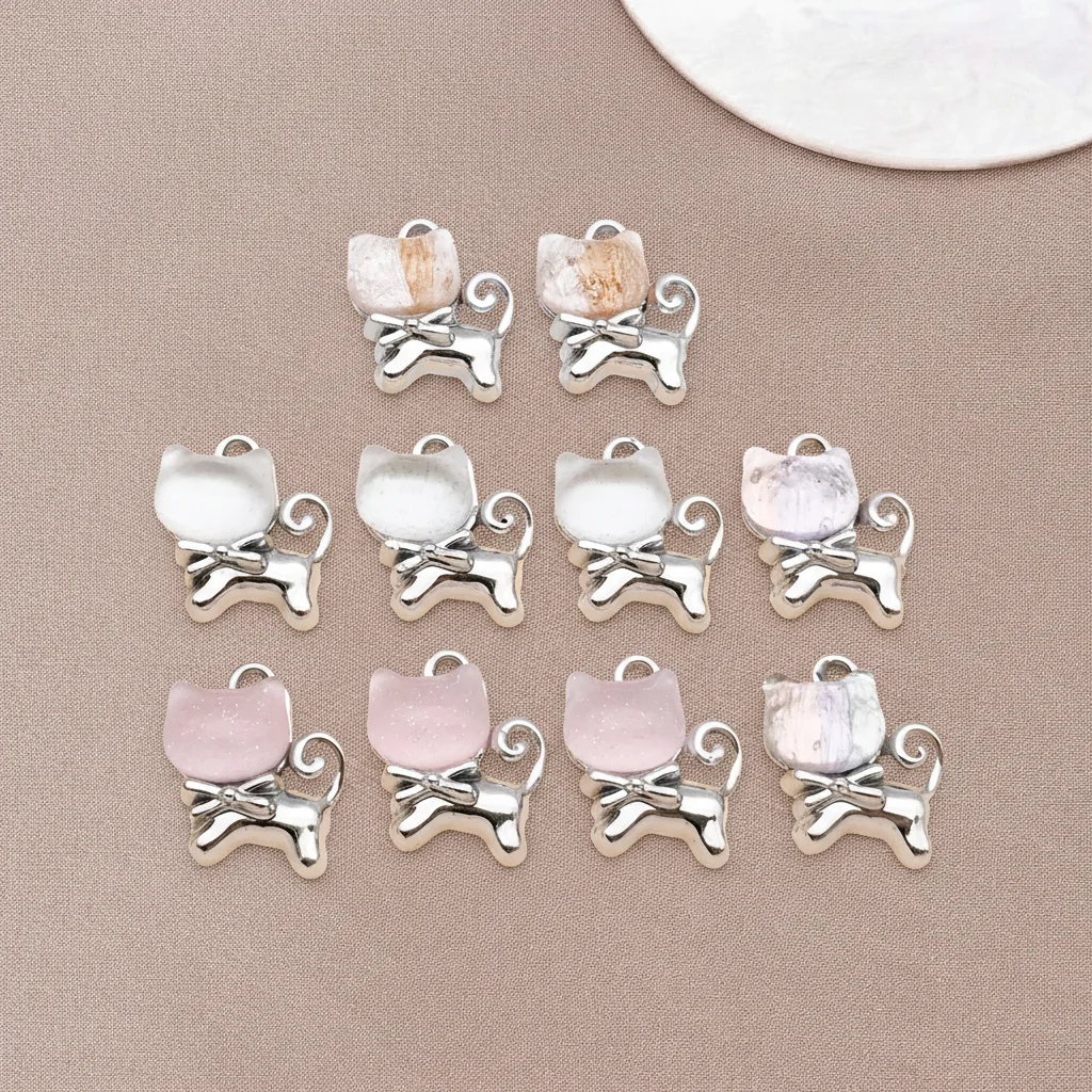 5/10Pcs 17x15mm New Bow Cat Charms Fashion Alloy Pendants For DIY Handmade Necklace Bracelet And Jewelry Making Crafts ﻿