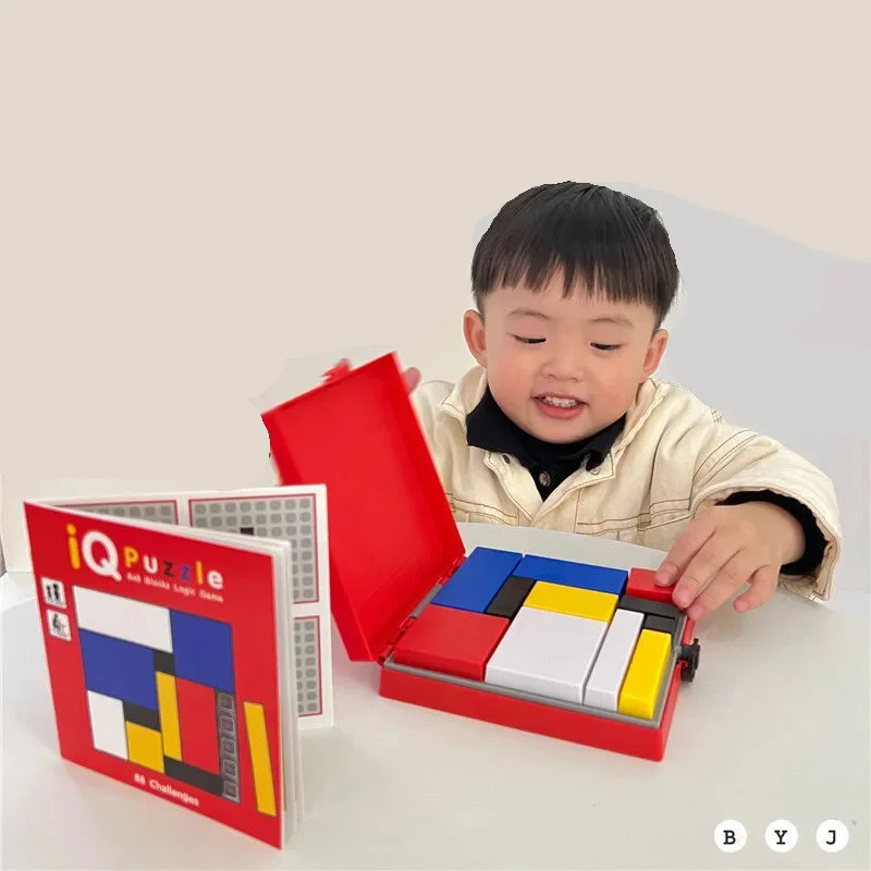 Challenges IQ Puzzle Building Block Cognitive Skills Brain Training Board Game Mondrian Blocks Educational Toys for Kids