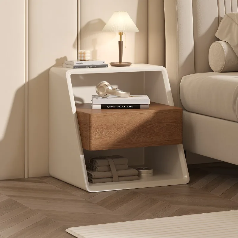 

Japanese Storage Nightstands Wood Beige Elegant Modern Drawer Bedside Table Nordic Narrow Mesitas De Noche Furniture Home