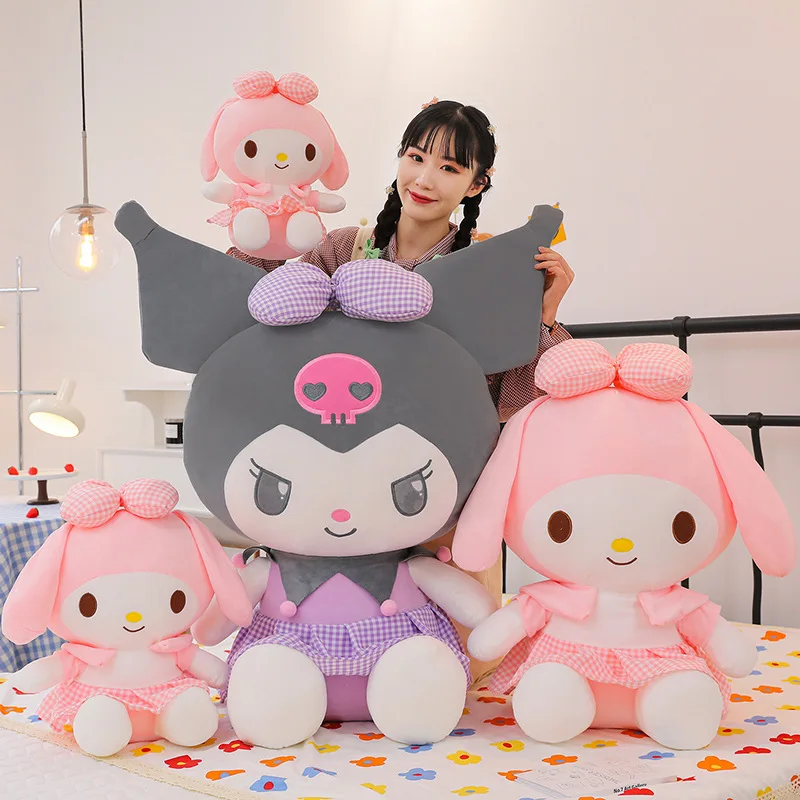 Sanrio boneka mewah Melody lucu mainan mewah bantal lembut anak-anak hadiah ulang tahun anak perempuan dekorasi kamar Kawaii Natal