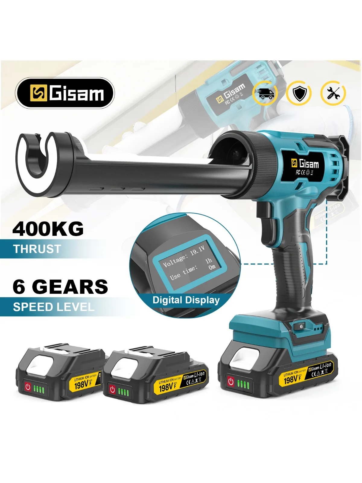 Gisam Draadloos Elektrisch Lijmpistool Multifunctioneel Glas Kitpistool Lijm Lijmkit Power Tool Voor Makita 18V Batterij Pin - afbeelding 2
