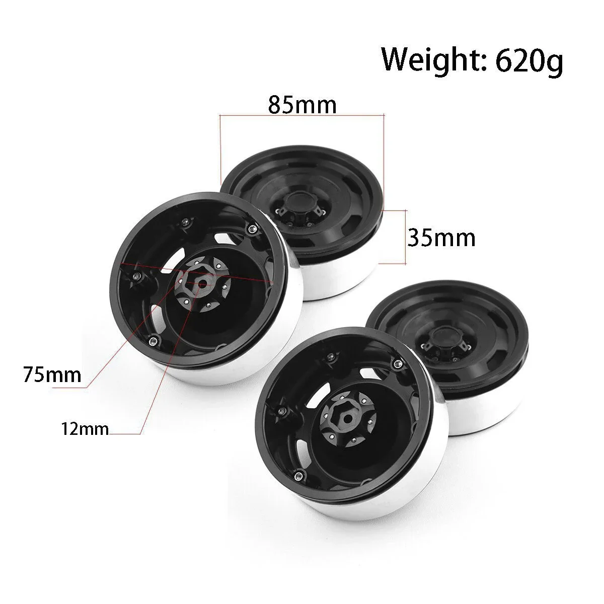 2.2" 85 * 35mm R3.0 Premium Retro Wheel Rim，High Traction & Universal Fit for SCX10/RR10/TANK 300 1/8 RC Crawler Car