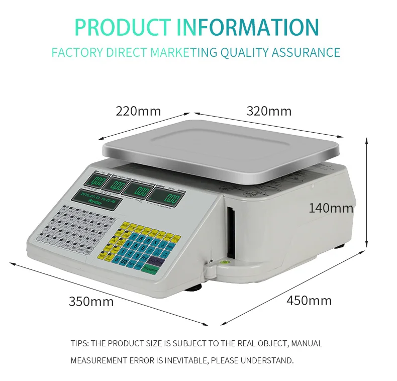 Hot sale Receipt Printing Bench Balance Grocery Label Printing Scale Digital Price Computing Balance with Barcode Printer
