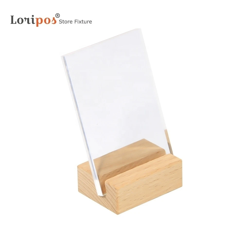 90*60mm Slope Wooden Table Photo Name Card Tag Holder Frame Oblique Plane Desk Sign Stand Display Rack