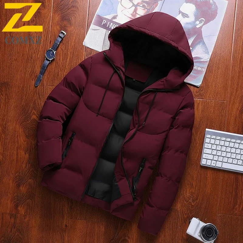 

COMXZ 2025 Mens Thickened Fleece Winter Jacket Cotton Padded Coat Warm Tactics Waterproof and Windproof Outdoor Sports Coat
