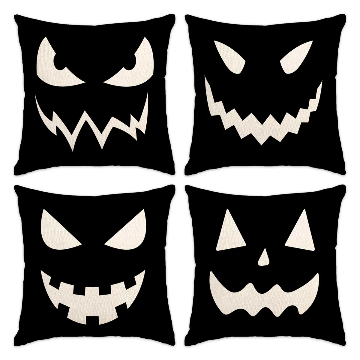 

1pc/4pcs Halloween pillow cover, Halloween night ghost face funny and terrifying expression decoration sofa cushion cover,