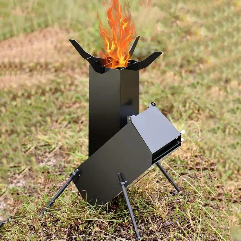 Portable Wood Stove Outdoor Picnic Rocket Stove Camping Fishing Wood Stove 49 cm Height Household Camping Stove Burning Stove