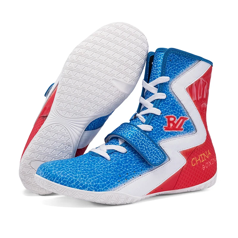 

Black White Professional Boxing Training Sneakers Men's Wrestling Shoes Rubber Outsole Large Size for Gym Outdoor Powerlifting
