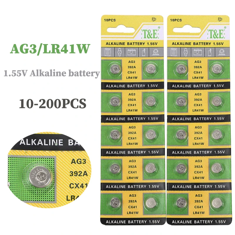 

10-200PCS 1.55V AG3 LR41 Button Batteries 392 SR41 192 Coin Alkaline Battery L736 CX41 for Watch Toys Clock Thermometers